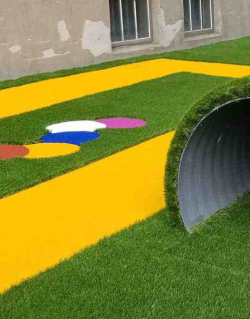 Poly yellow gazon synthétique jaune gazon coloré pelouse artificielle de couleur aménagement aire de jeu québec ottawa